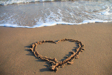 Heart drawn on the beach