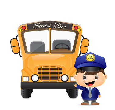 school bus and bus driver illustration