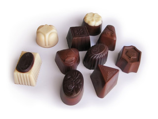 Chocolate candies collection isolated