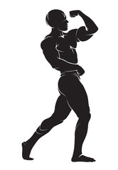 Bodybuilder. Vector silhouette against white background
