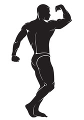 Bodybuilder. Vector silhouette against white background
