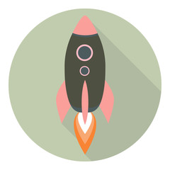 Rocket flat icon with long shadow. vector. isolated