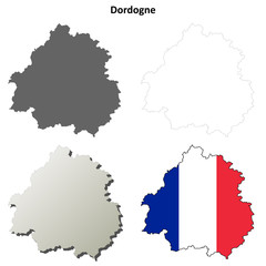 Dordogne (Aquitaine) outline map set