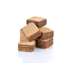 sweet wafer cream with chocolate on white background