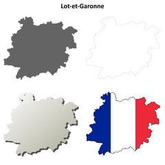 Fototapeta premium Lot-et-Garonne (Aquitaine) outline map set