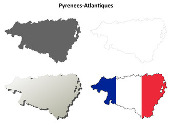 Pyrenees-Atlantiques (Aquitaine) outline map set © David Zydd