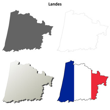 Landes (Aquitaine) outline map set