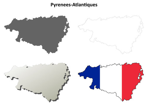 Pyrenees-Atlantiques (Aquitaine) outline map set