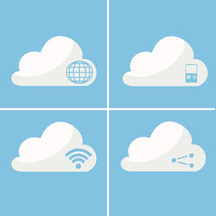 set of clouds with the emblems of online games. vector. isolated