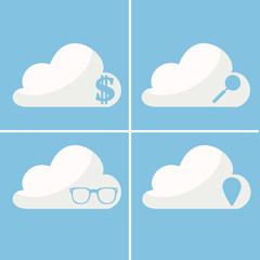 set of search characters for a profit in the cloud. vector. isol