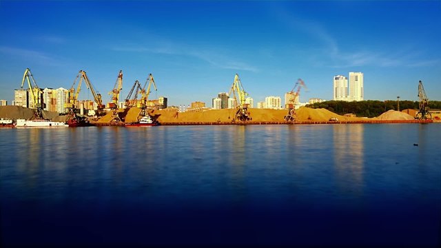 Cranes on the river stop motion animation