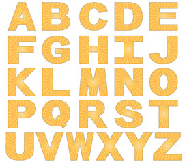 Sunburst font isolated on white illustration