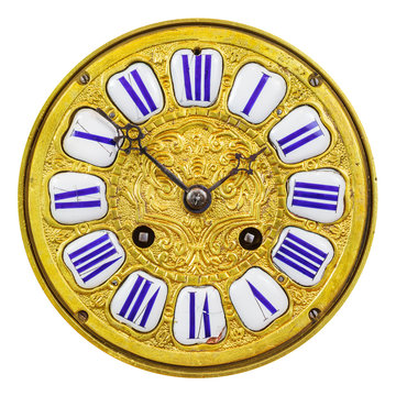 Ancient ornamental golden clock face