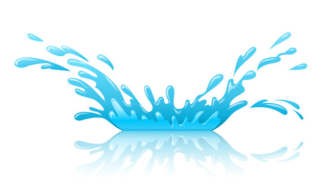 Water Splash Pool With Drops And Reflection. Eps10 Vector