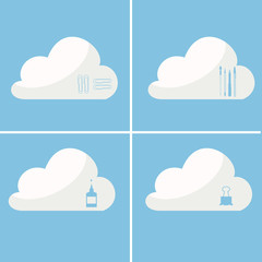 set of stylish office icons  in the cloud. vector. isolated