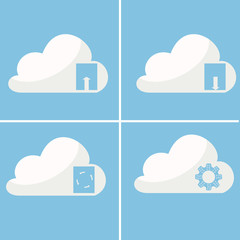 set of Icons download documents and settings in the cloud on a b