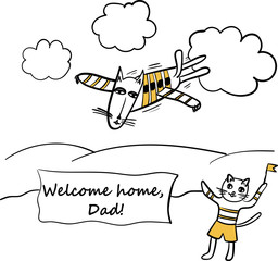 Dad - Pilot amusing caricature vector illustration