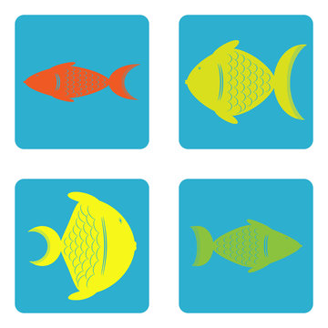 icon set with fish