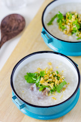 Rice congee mixed with meat