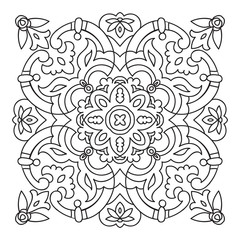 Hand drawing zentangle mandala element. Italian majolica style