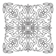 Hand drawing zentangle mandala element. Italian majolica style