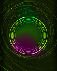 Glowing circle in dark space