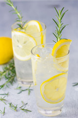 Lemonade with fresh lemon and rosemary