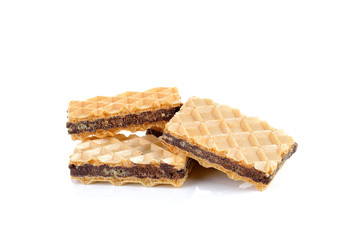 sweet wafer cream with chocolate on white background