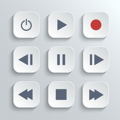 Media player control button ui icon set