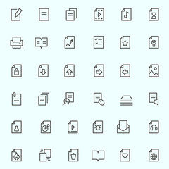 Document icons, simple and thin line design
