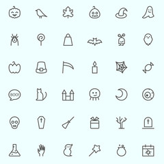 Halloween icons, simple and thin line design