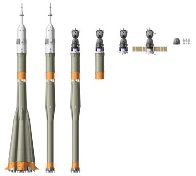 Space rocket with spaceship Soyuz