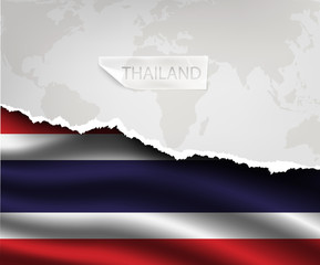 paper with hole and shadows THAILAND flag
