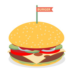 Hamburger flat design vector