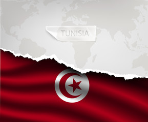 paper with hole and shadows TUNISIA flag
