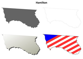 Obraz premium Hamilton County (Florida) outline map set
