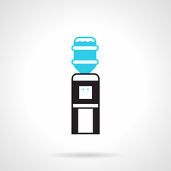 Black water dispenser flat vector icon