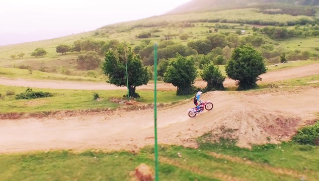Aerial Motorcycle Off-Road Jumping Slow Motion Off-Road Hobby