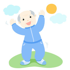 senior man love to exercise vector