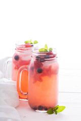 Watermelon lemonade with blueberries