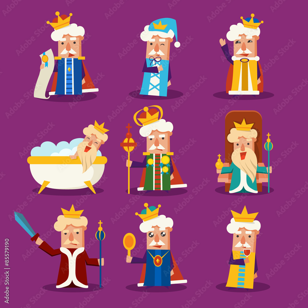 Sticker King Cartoon Illustration Set