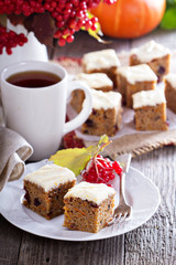 Pumpkin and carrot cake with cream cheese