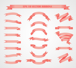 Design elements. Set of Pink vector ribbons or banners. 
