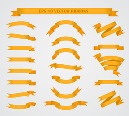 Design elements. Set of Orange vector ribbons or banners. 