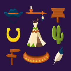 Wild West Cowboy Flat Icons 
