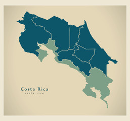 Modern Map - Costa Rica with provinces CR