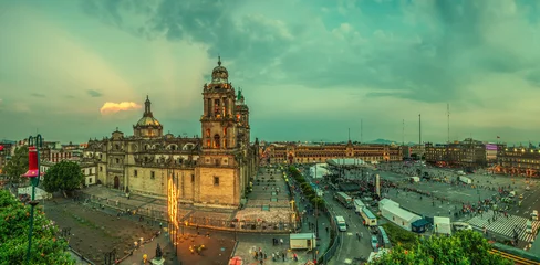 Poster Im Rahmen Zocalo square and Metropolitan cathedral of Mexico city © javarman