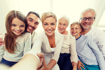 happy family making selfie at home