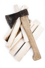 Hatchet and firewood