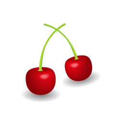 Cherries fruit on isolated white background